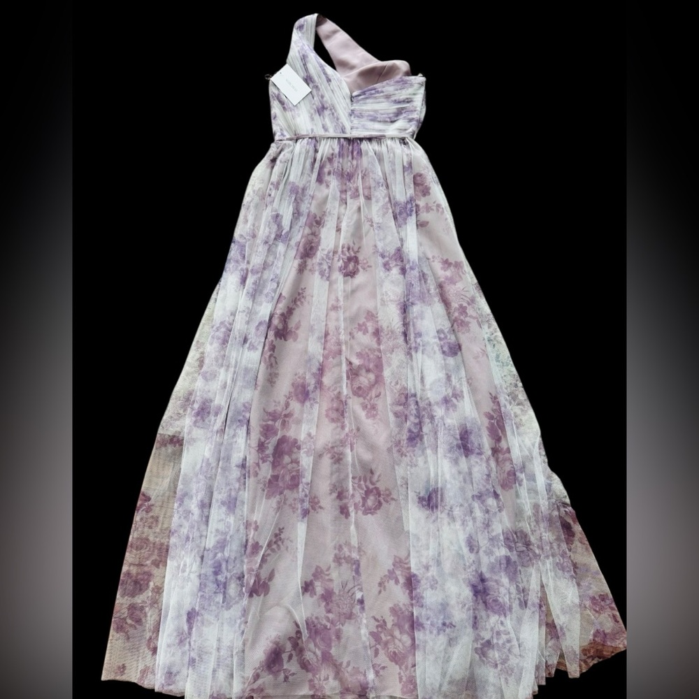 Marchesa Notte Bridesmaid***One-Shoulder Lavender Floral Gown***US 6 $325 - Picture 10 of 15